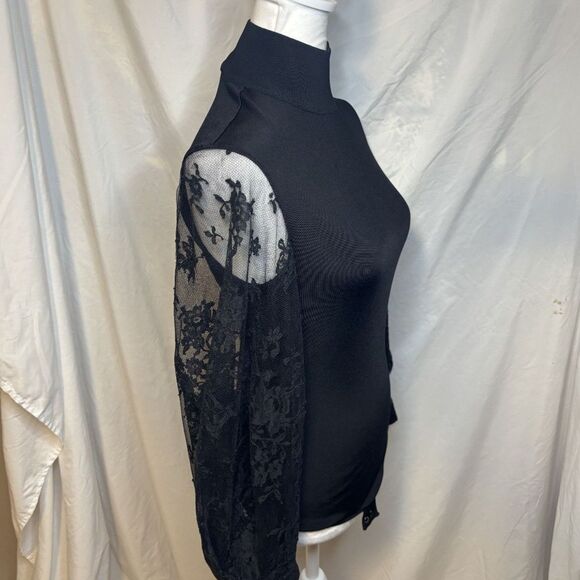 Givenchy Mesh Lace Bodysuit Mock Neck Floral Designer Womens - Picture 6 of 9